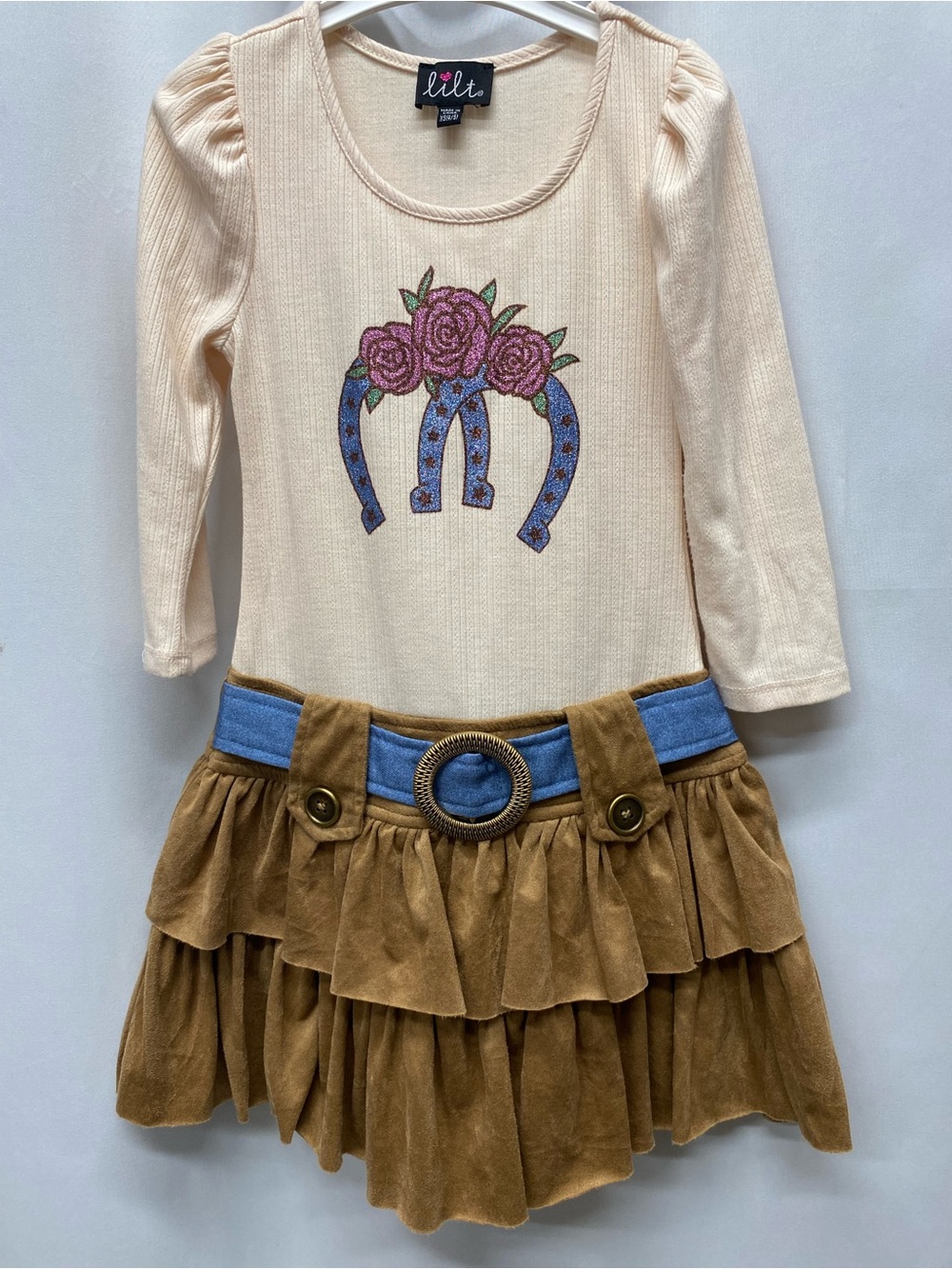 Lilt girls cowgirl dress horseshoe size 4/5 western boho rodeo back to school